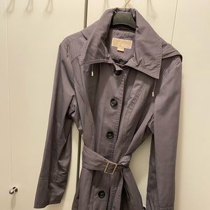 Grey Michael Kors Hooded Trench Coat